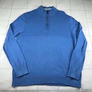 Untuckit Sweater Mens XL Blue Cotton Duncan 1/4 Zip Long Sleeve Stretch Knit